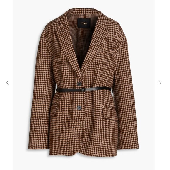 NEW WITH TAGS! Maje houndstooth wool-blend blazer - Picture 2 of 11
